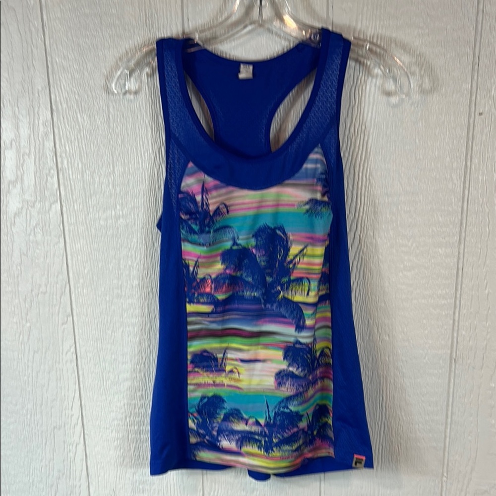 Fila Blue Tropical Racerback Tank Top - Women's